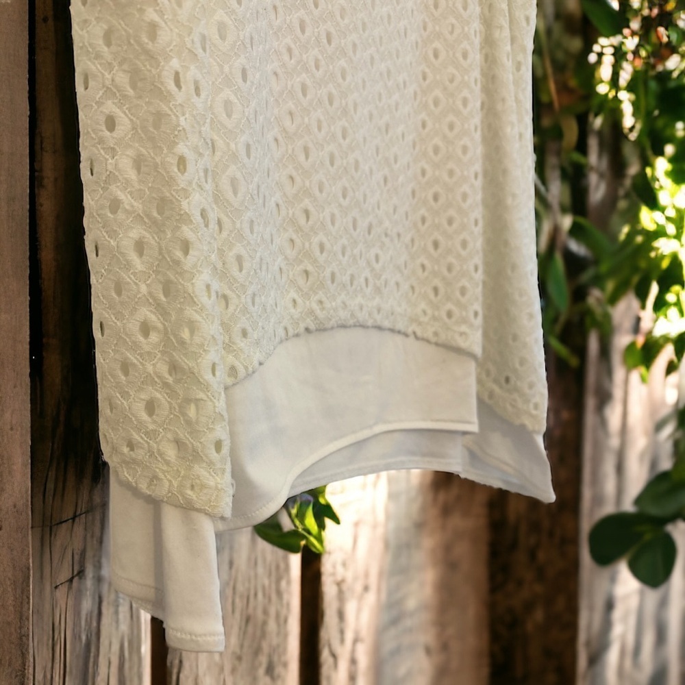 Simply Vera Vera Wang White Eyelet Layered Sleeveless Top L - Picture 11 of 16